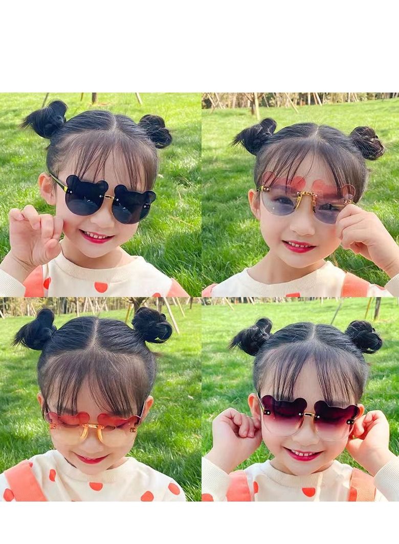 Children's Sunglasses Uv Protection Boys And Girls Super Lovely Baby Glasses Bear Ear Shape Photo Sunglasses - Image 2